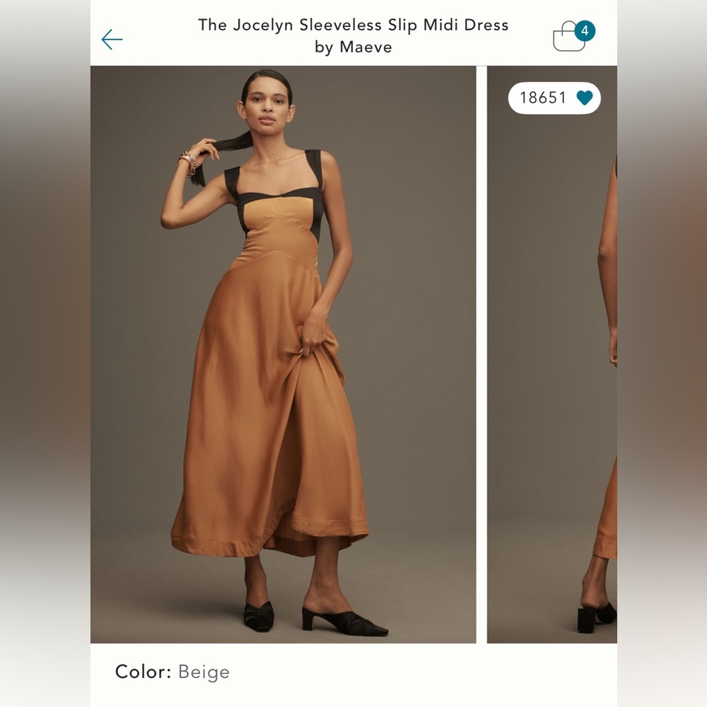 Maeve Tan and Black Midi Dress